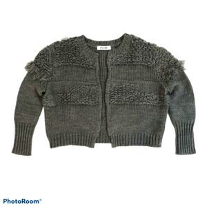 DO + BE Grey Long Sleeved Wool Blend Open Sweater